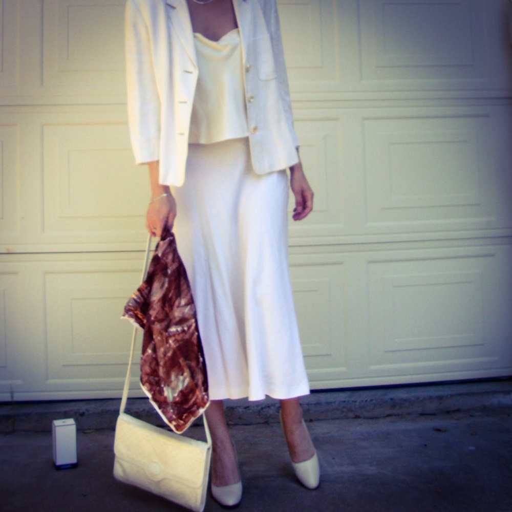 Max Mara Pure Linen Vintage 90s Beige Skirt Suite